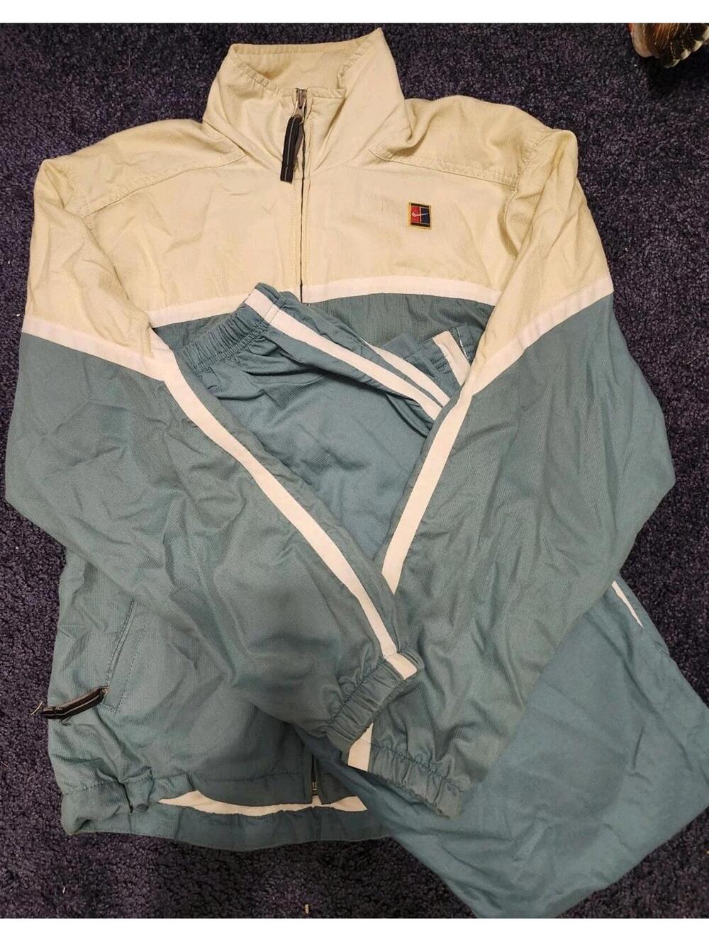 VTG 90s Nike Challenge Court Tennis Tracksuit Green Small 4-6 Windbreaker